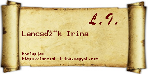 Lancsák Irina névjegykártya